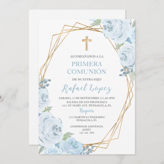 Invitation Invitacion de primera comunión. (Devant / Derrière)