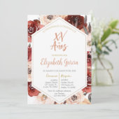 Invitation Invitación de quiceañera floral rosa en español (Debout devant)