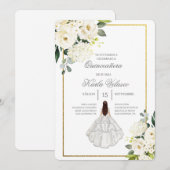 Invitation Invitación de quinceañera con vestido blanco (Devant / Derrière)