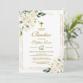 Invitation Invitación de Rosas Blancas para Bautizo (Debout devant)