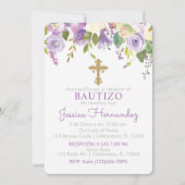 Invitation Invitación de Rosas para Bautizo de niña (Devant)