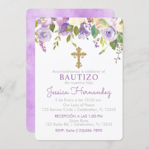 Invitation Invitación de Rosas para Bautizo de niña