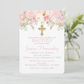 Invitation Invitación de Rosas para Bautizo de niña (Debout devant)