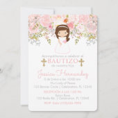 Invitation Invitación de Rosas para Bautizo de niña Invitatio (Devant)