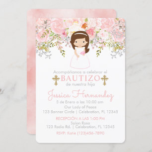 Invitation Invitación de Rosas para Bautizo de niña Invitatio