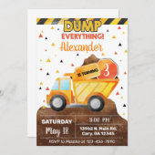 Invitation Invitación Dump tout, camion garçon anniversaire (Devant / Derrière)