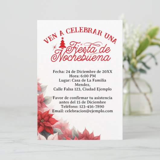 Invitation Invitación en Español Fiesta de Nochebuena espagno (Debout devant)