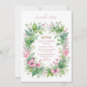 Invitation Invitación Exquisite Spring Tiara Pink & Green Flo (Devant)