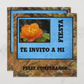 Invitation Invitación - Feliz Cumpleaños - Orange Rose (Devant / Derrière)