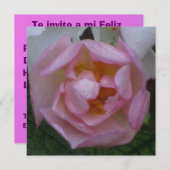 Invitation Invitación - fiesta Cumpleaños - La Rosa Rosa (Devant / Derrière)