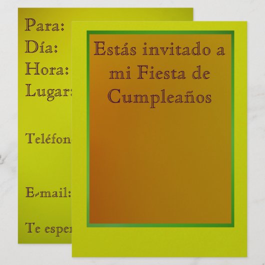 Invitation Invitación - Fiesta de Cumpleaños (Devant / Derrière)