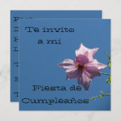 Invitation Invitación - Fiesta de Cumpleaños - Azul y Rosa (Devant / Derrière)