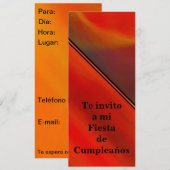 Invitation Invitación - Fiesta de Cumpleaños - Naranja (Devant / Derrière)
