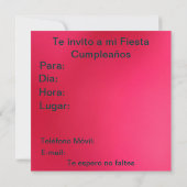 Invitation Invitación - Fiesta de Cumpleaños - Rosa (Dos)