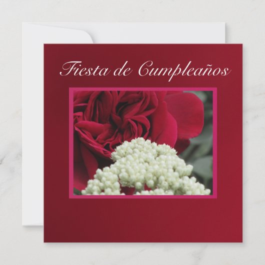 Invitation Invitación - Fiesta de Cumpleaños - Rosa roja (Devant)