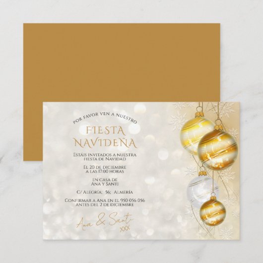 Invitation invitación fiesta navideña decorativa elegante (Devant / Derrière)