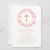 Invitation Invitación First Communion Cherry Blossom floral I (Devant)