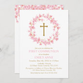 Invitation Invitación First Communion Cherry Blossom floral I (Devant / Derrière)