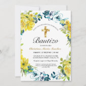 Invitation Invitación floral amarilla hermosa del bautismo (Devant)