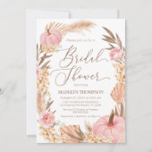Invitation Invitación Floral Pink Pampas Grass Pumpkin Bridal (Devant)