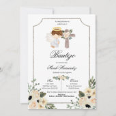 Invitation Invitacion florale Silver Cross Mi Bautizo (Devant)