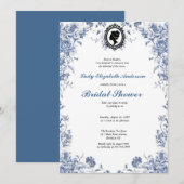 Invitation Invitación Florals azul presupuesto blue and white (Devant / Derrière)