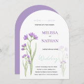 Invitation Invitación flores violetas delicadas (Devant / Derrière)