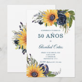 Invitation Invitación Girasoles Para 50 Años de Vida (Devant / Derrière)