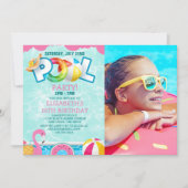 Invitation Invitación Girls Pool Party Birthday – Pink & Teal (Devant)