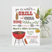 Invitation Invitación Grill & Chill BBQ birthday invitation. (Debout devant)