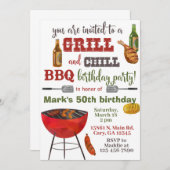 Invitation Invitación Grill & Chill BBQ birthday invitation. (Devant / Derrière)