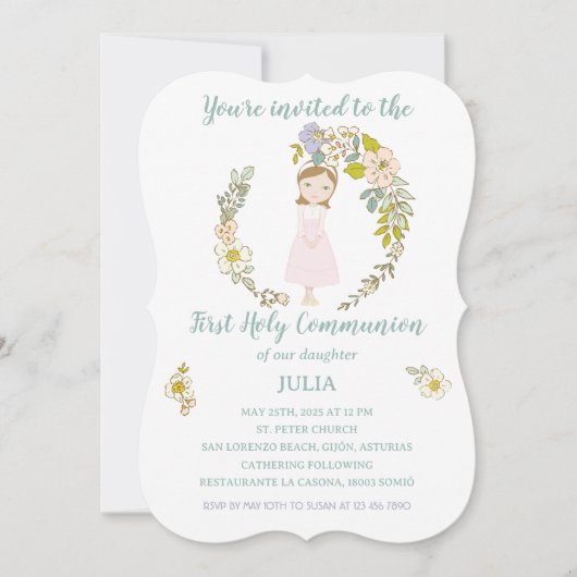 Invitation Invitación JULIA Primera Comunión (Devant)