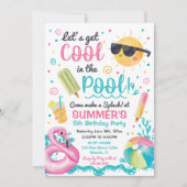 Invitation Invitación Let's get cool in the Pool birthday inv (Devant)