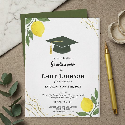Invitation Invitación Mediterranean Lemon Graduation Invitati