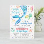 Invitation Invitación Mermaid birthday invitation, sea turtle (Debout devant)
