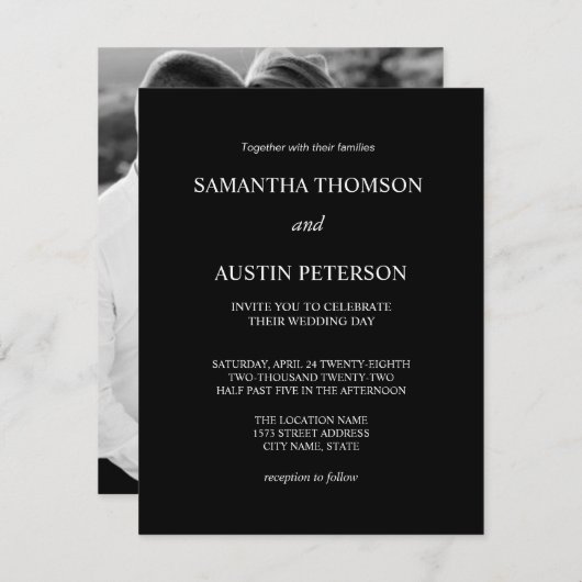 Invitation Invitación minimalist elegant wedding of the (Devant / Derrière)