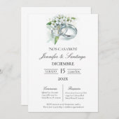 Invitation Invitación minimalista con anillo para boda (Devant / Derrière)