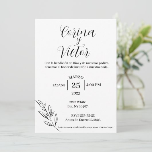 Invitation Invitacion minimalistas en español (Debout devant)