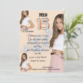 Invitation Invitación mis 15 rosa con foto (Debout devant)