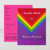Invitation Invitación - Nuestra Boda - Bandera del arcoiris (Devant / Derrière)