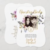 Invitation Invitacion Nuestra Boda - PHOTO Mariage Purple 2 (Devant / Derrière)