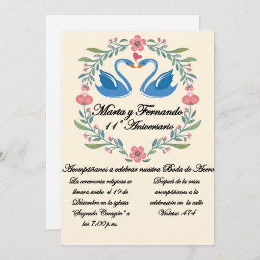 Invitation Invitacion para aniversario o cumpleaños (Devant / Derrière)