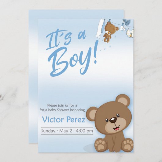 Invitation Invitación para baby shower (Devant / Derrière)