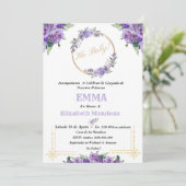 Invitation invitacion para Baby Shower con Flores purpura (Debout devant)