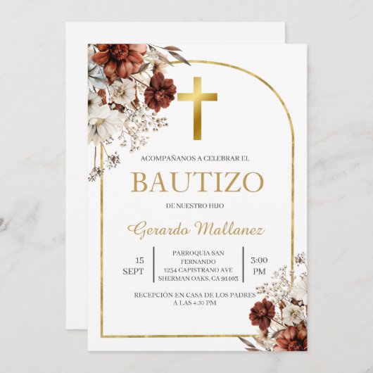 Invitation Invitación para bautismo  (Devant / Derrière)