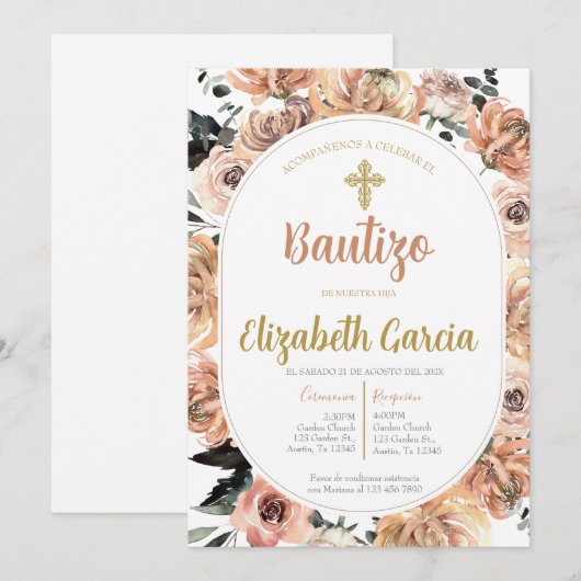 Invitation Invitación para bautismo (Devant / Derrière)