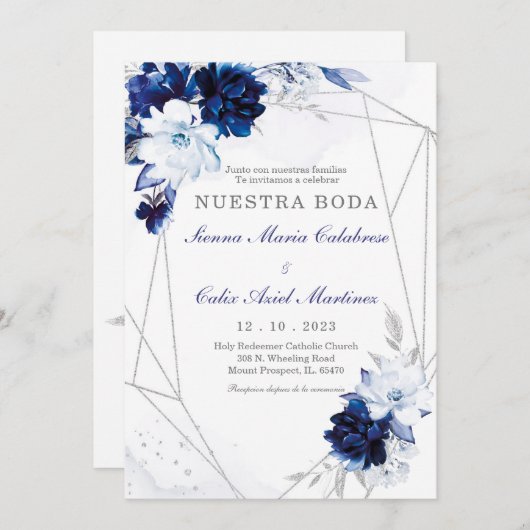 Invitation Invitacion para boda en espanol (Devant / Derrière)