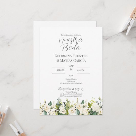 Invitation Invitación para Boda español (Devant/Arrière en situation)
