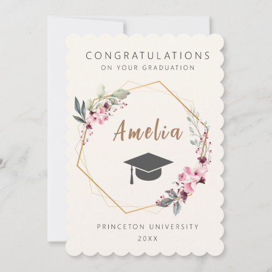 Invitation Invitación Personalized graduation ticket with cap (Devant)
