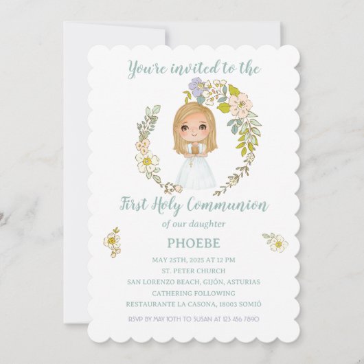 Invitation Invitación PHOEBE Primera Comunión (Devant)